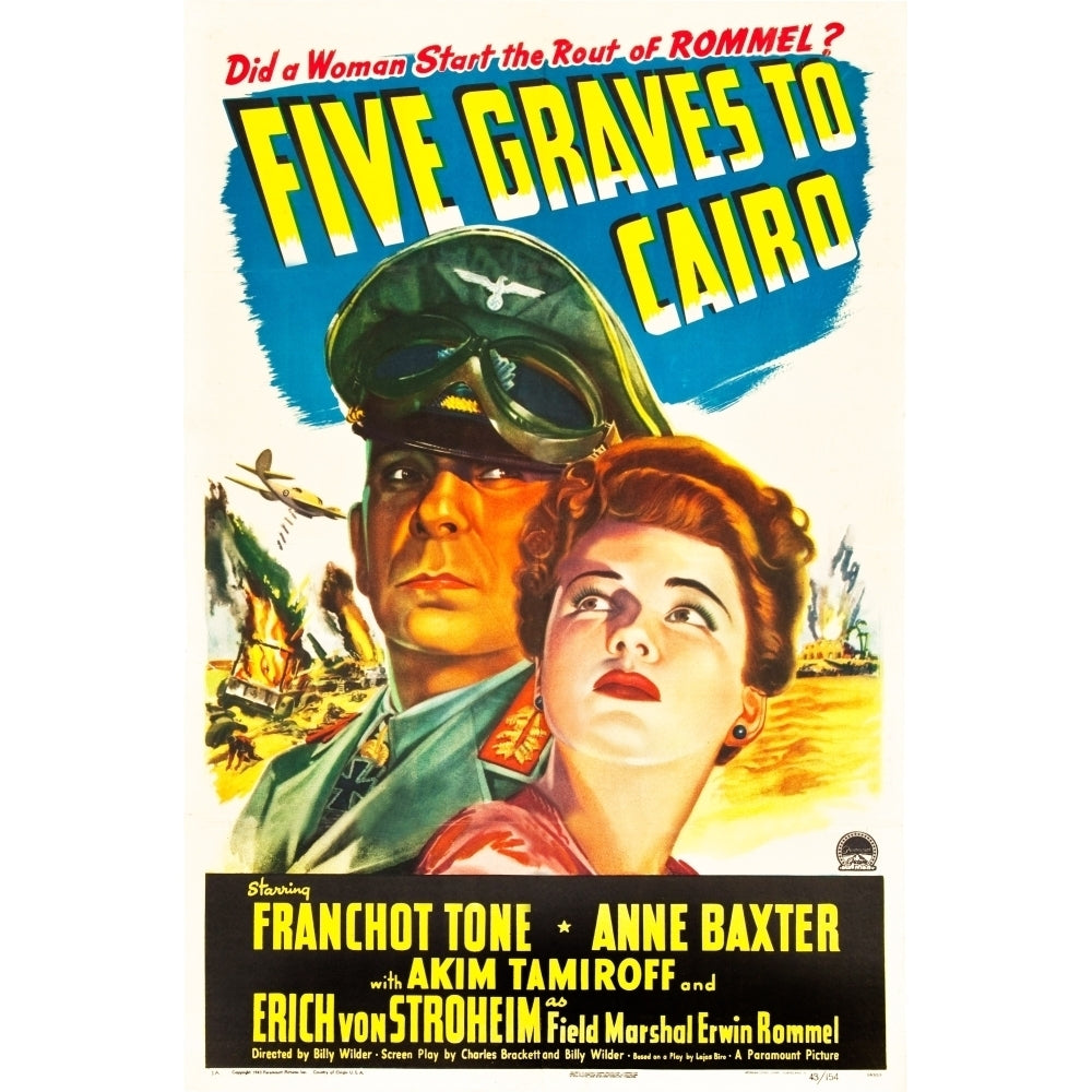 Five Graves To Cairo Erich Von Stroheim Anne Baxter 1943 Movie Poster Masterprint Image 2