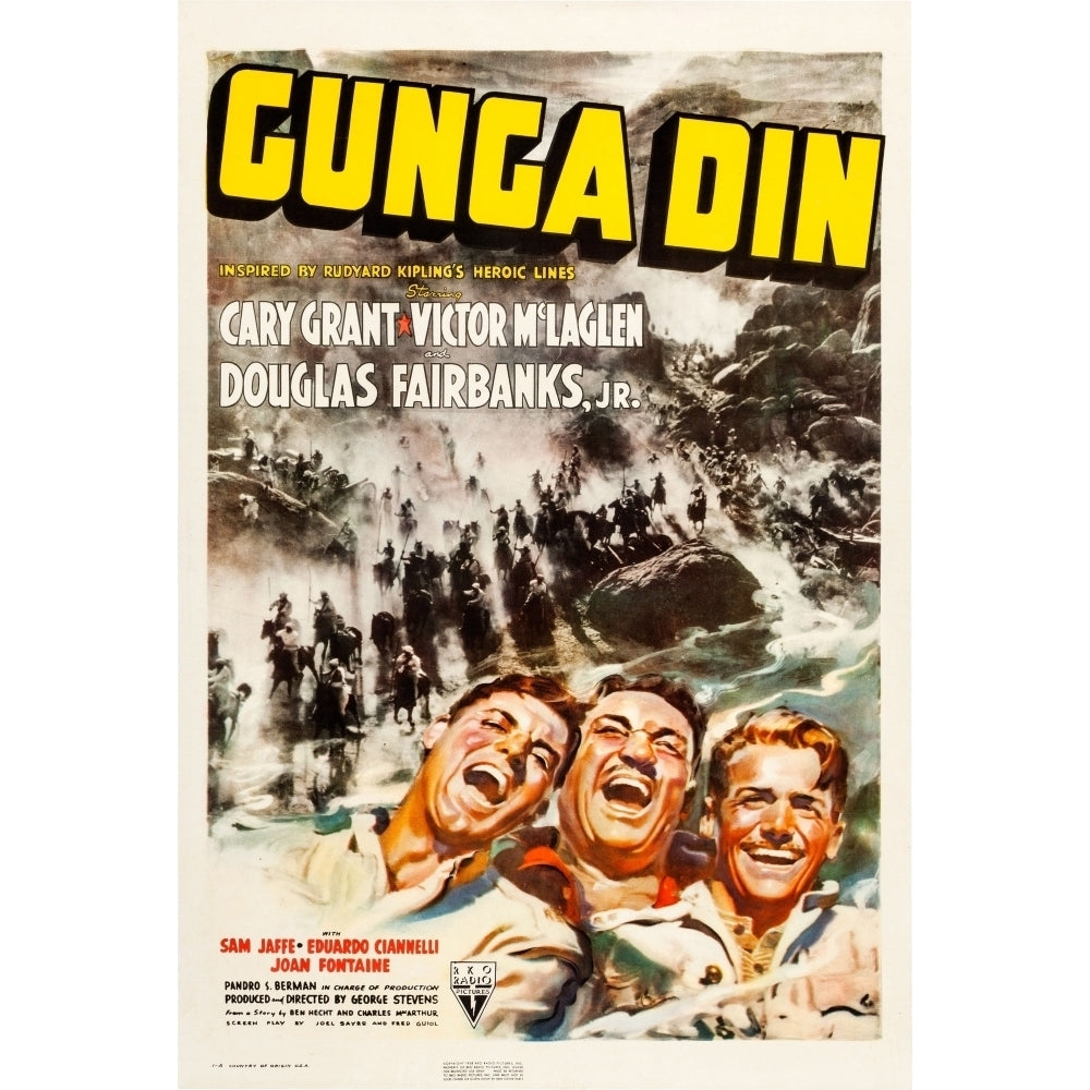 Gunga Din Us Poster Art Cary Grant Victor Mclaglen Douglas Fairbanks Jr. 1939 Movie Poster Masterprint Image 1