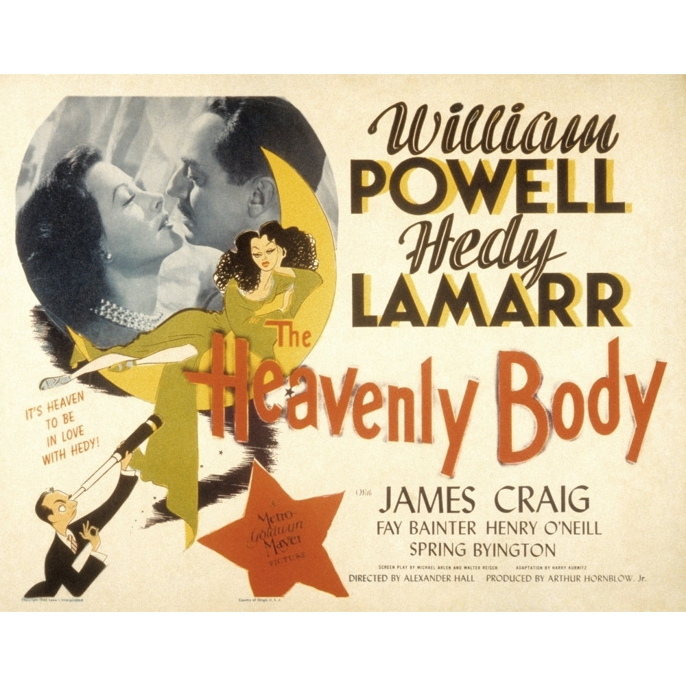 The Heavenly Body Hedy Lamarr William Powell 1944 Movie Poster Masterprint Image 2