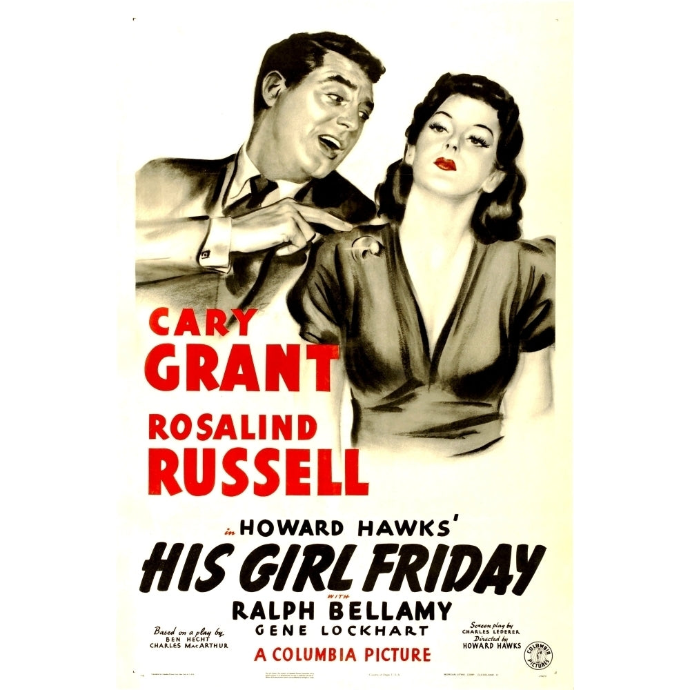 His Girl Friday Cary Grant Rosalind Russell 1940 Movie Poster Masterprint Image 2