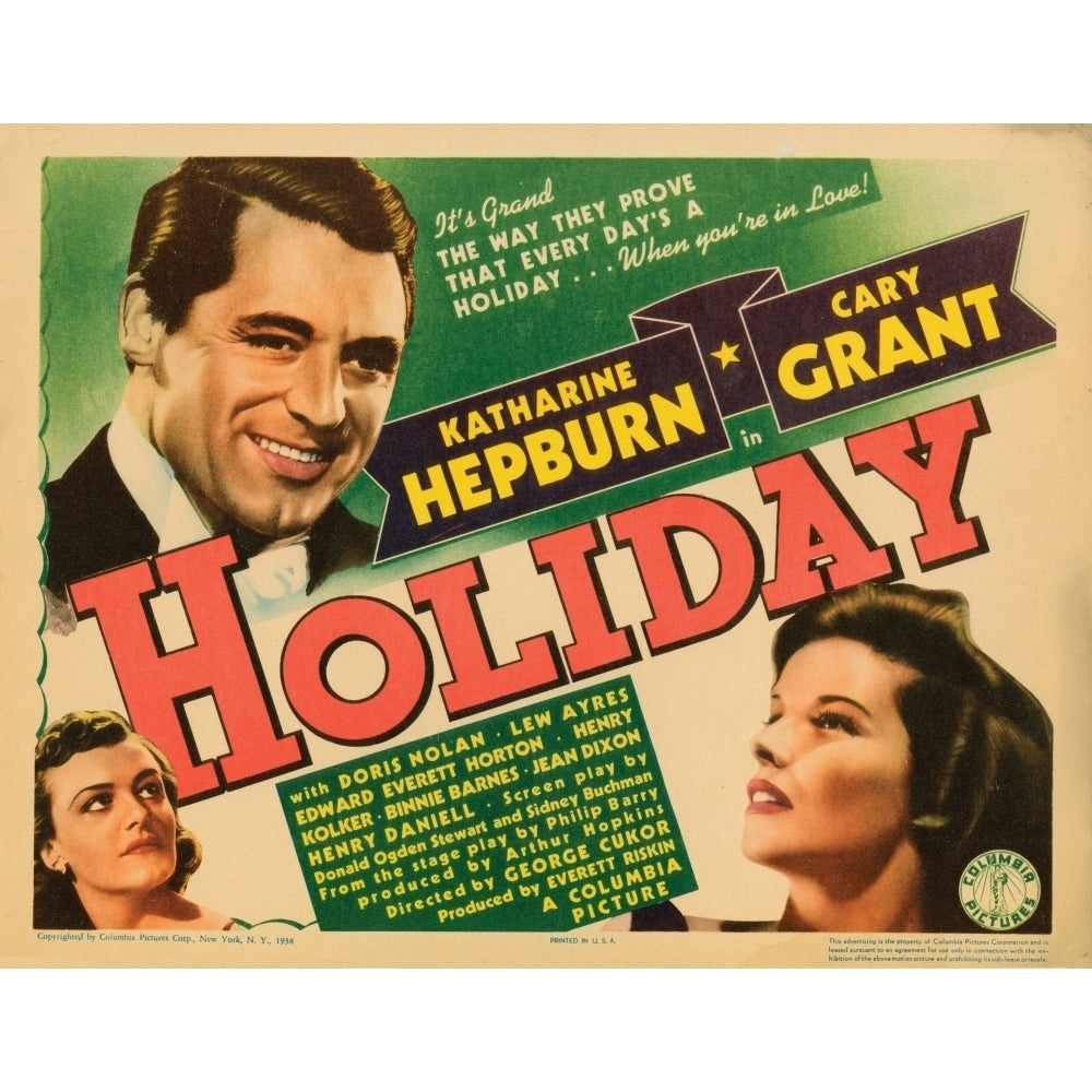 Holiday Cary Grant Katharine Hepburn 1938 Movie Poster Masterprint Image 2