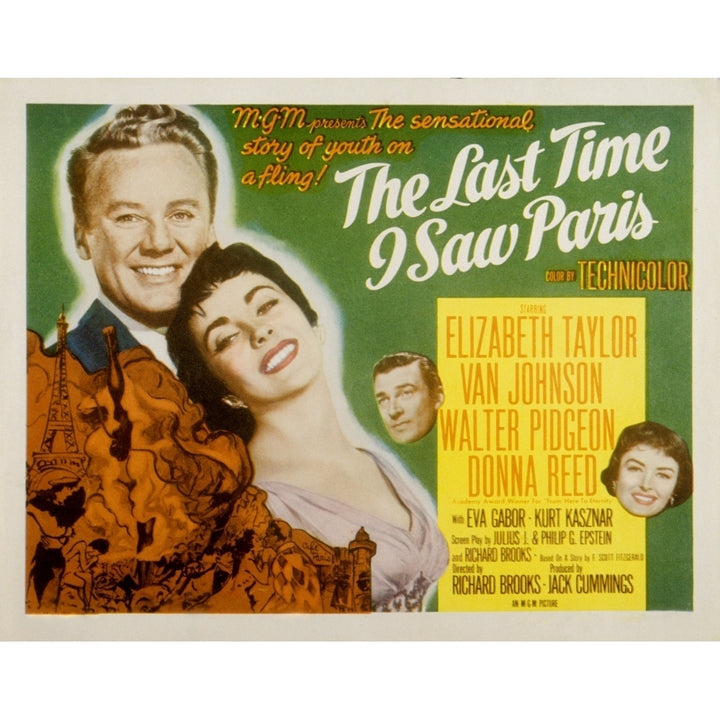 Last Time I Saw Paris Van Johnson Elizabeth Taylor Walter Pidgeon Donna Reed 1954 Movie Poster Masterprint Image 2