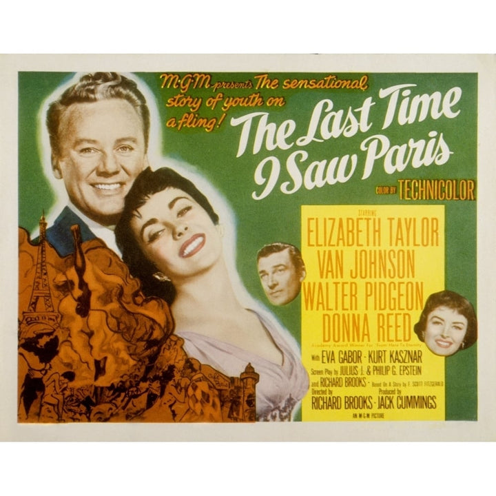 Last Time I Saw Paris Van Johnson Elizabeth Taylor Walter Pidgeon Donna Reed 1954 Movie Poster Masterprint Image 1