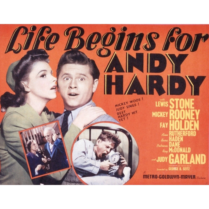 Life Begins For Andy Hardy Judy Garland Mickey Rooney Lewis Stone Fay Holden 1941 Movie Poster Masterprint Image 1