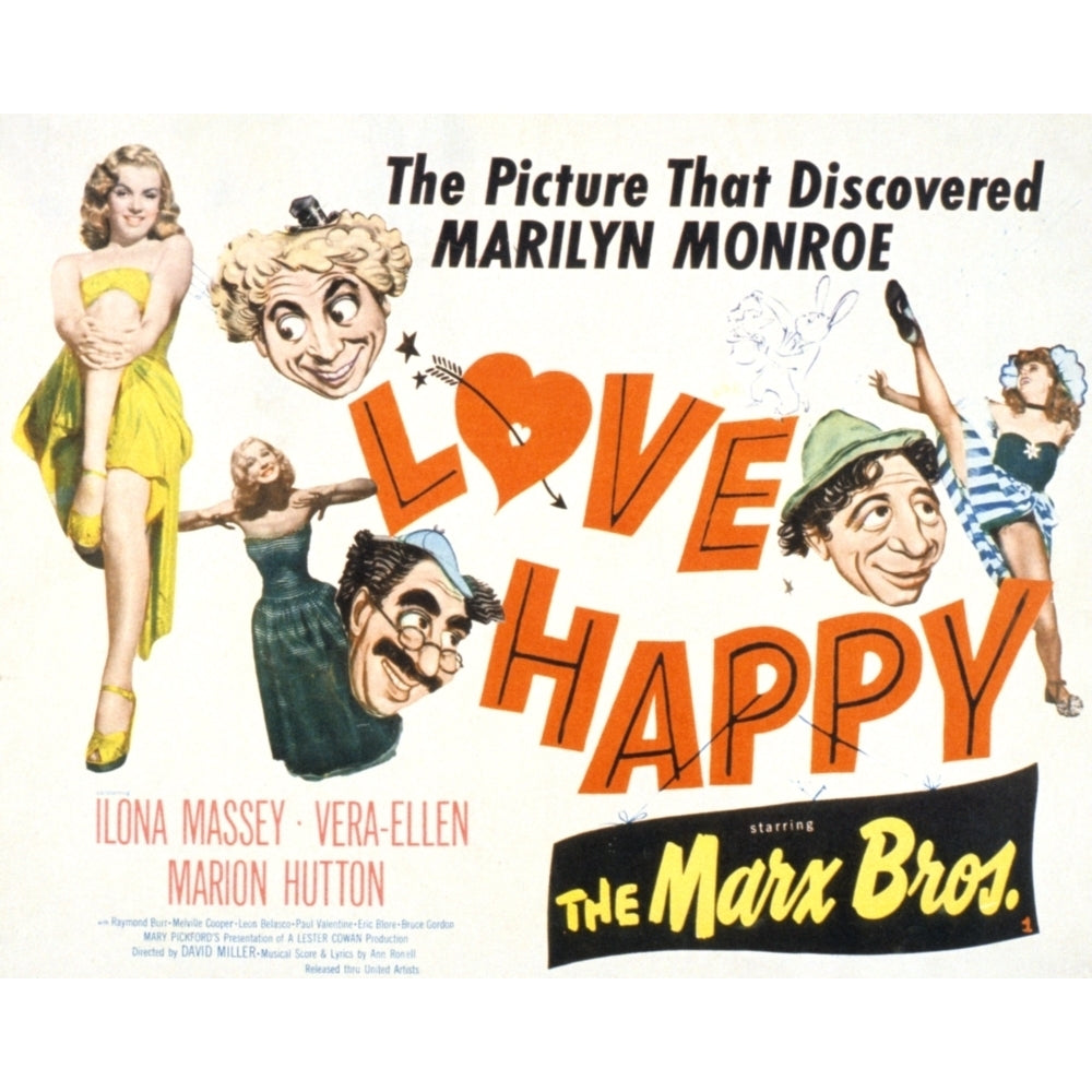 Love Happy Marilyn Monroe Marion Hutton Harpo Marx Groucho Marx Chico Marx 1949 Movie Poster Masterprint Image 1