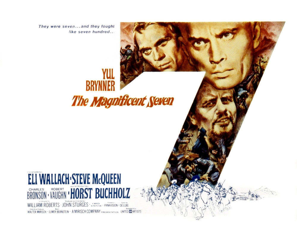 The Magnificent Seven Steve Mcqueen Yul Brynner Eli Wallach 1960 Movie Poster Masterprint Image 1