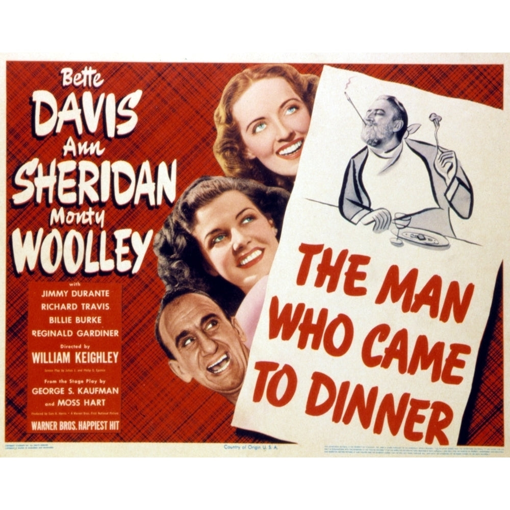 The Man Who Came To Dinner Jimmy Durante Ann Sheridan Bette Davis Monty Woolley 1942. Movie Poster Masterprint Image 2