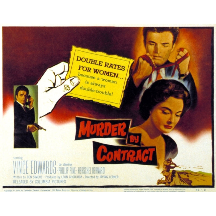 Murder By Contract Vince Edwards Caprice Toriel 1958. Movie Poster Masterprint Image 1