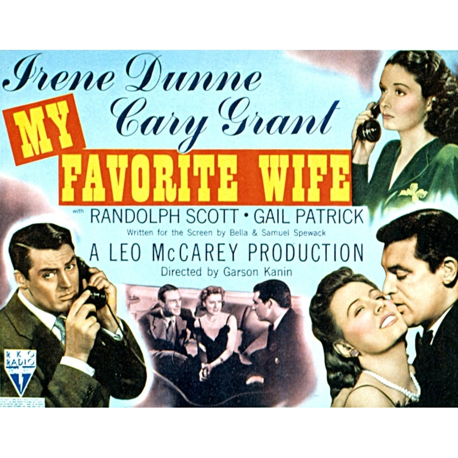 My Favorite Wife Cary Grant Randolph Scott Irene Dunne Gail Patrick 1940 Movie Poster Masterprint Image 1