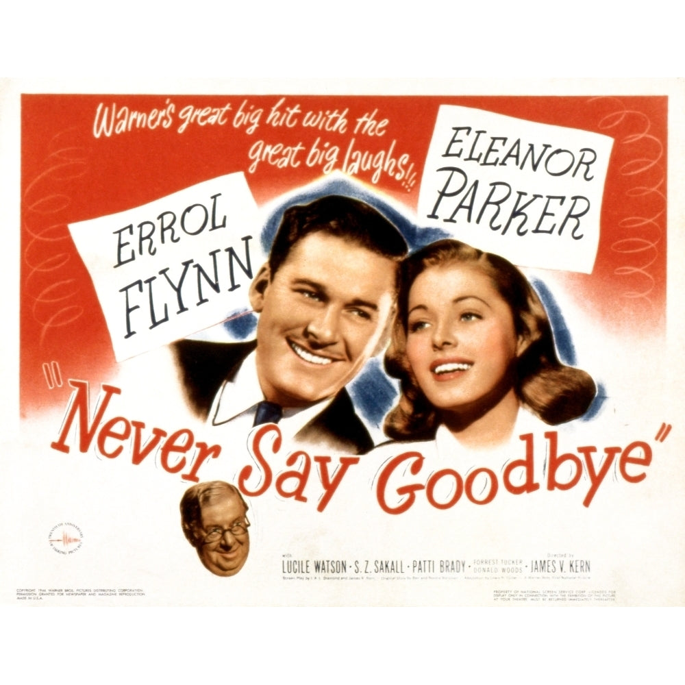 Never Say Goodbye Errol Flynn Eleanor Parker S.Z. Sakall 1946 Movie Poster Masterprint Image 2