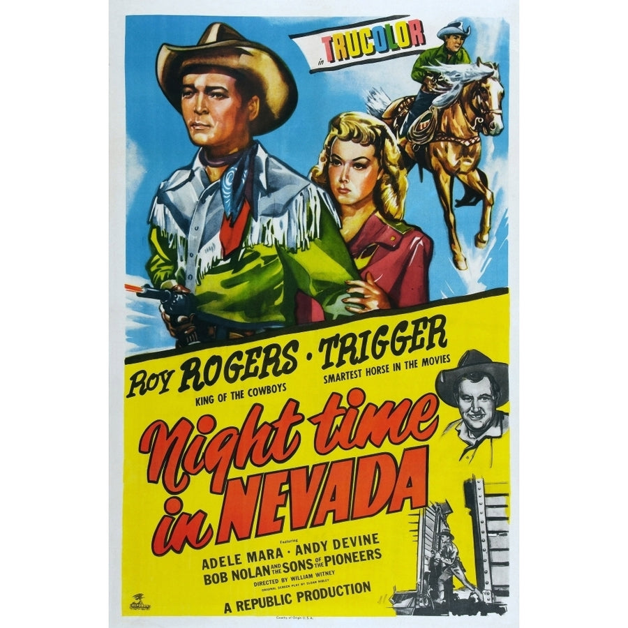 Night Time In Nevada Roy Rogers Adele Mara Trigger Andy Devine 1948 Movie Poster Masterprint Image 1