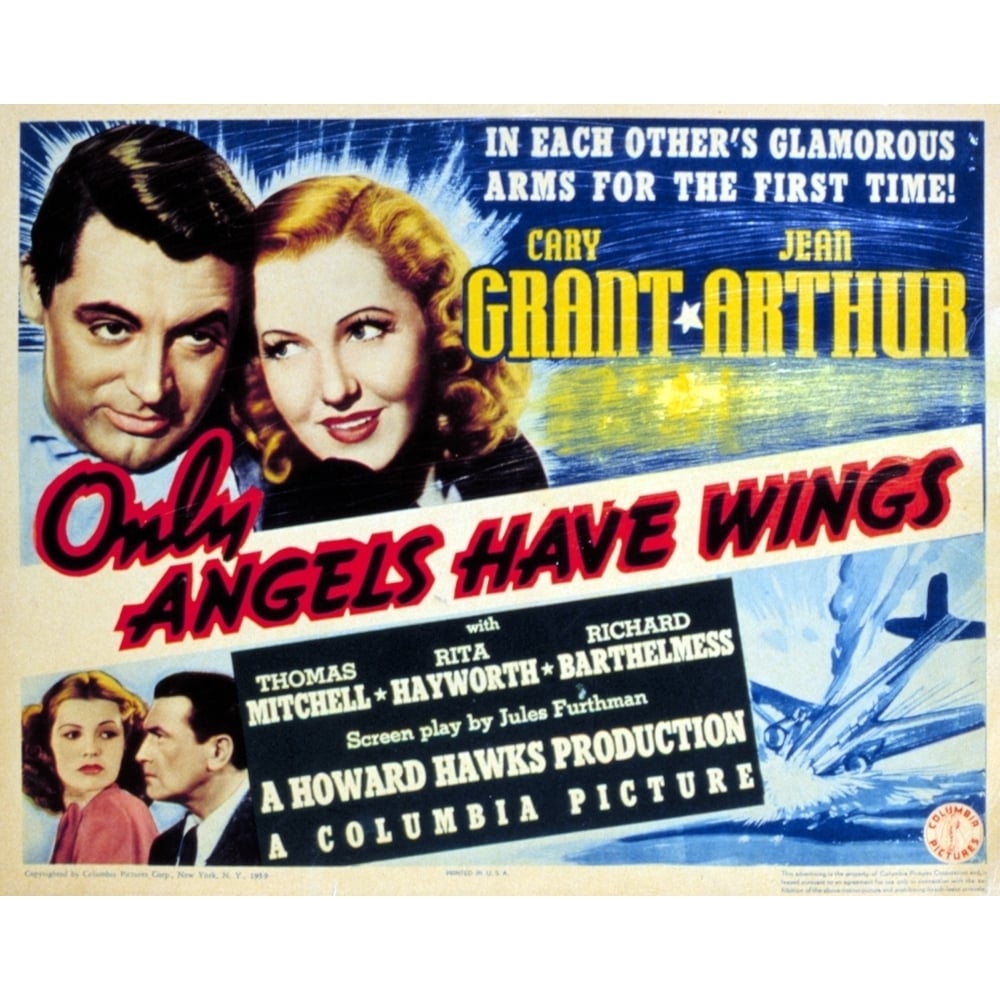 Only Angels Have Wings Cary Grant Jean Arthur 1939. Movie Poster Masterprint Image 1