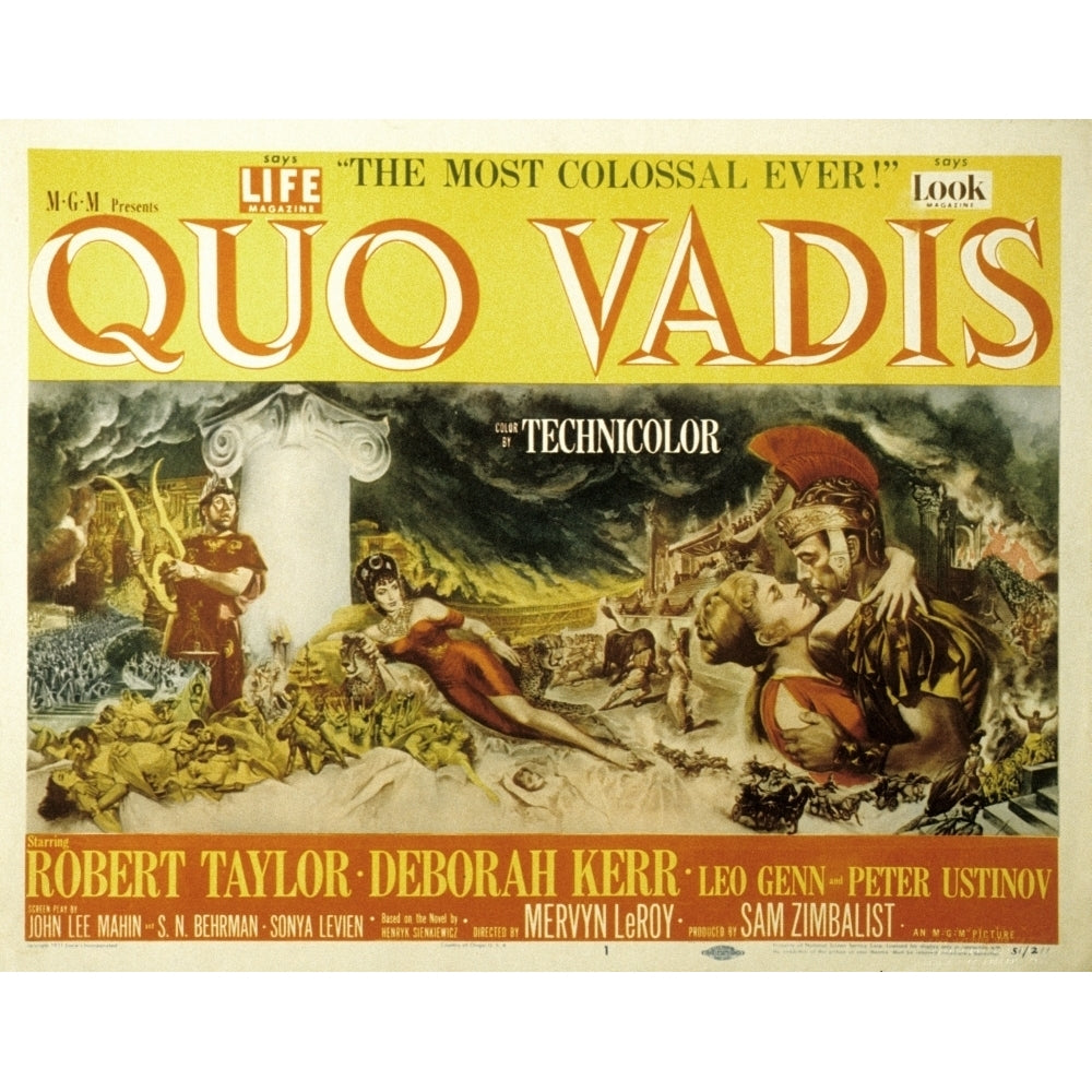 Quo Vadis Peter Ustinov Patricia Laffan Deborah Kerr Robert Taylor 1951. Movie Poster Masterprint Image 2