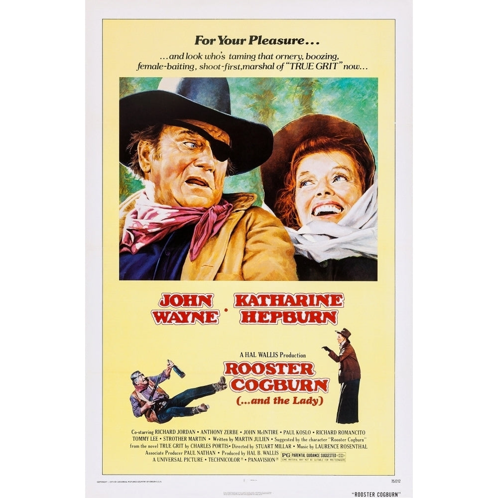 Rooster Cogburn John Wayne Katharine Hepburn 1975 Movie Poster Masterprint Image 2