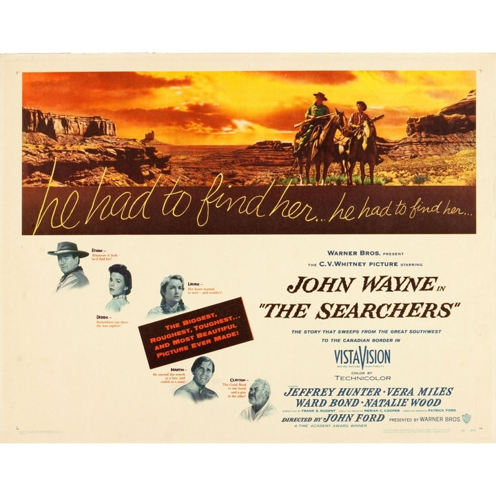 The Searchers John Wayne Natalie Wood Vera Miles Jeffrey Hunter Ward Bond 1956 Movie Poster Masterprint Image 1