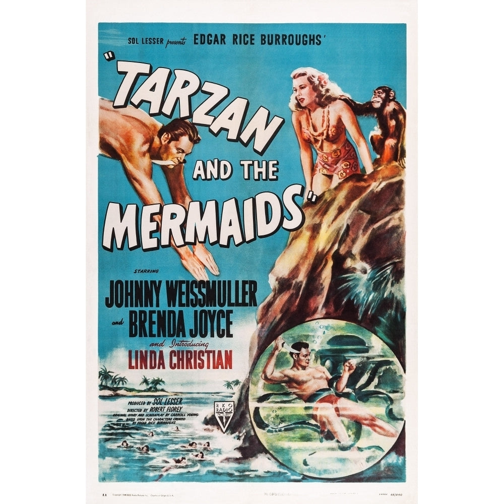 Tarzan And The Mermaids Johnny Weissmuller Brenda Joyce 1948 Movie Poster Masterprint Image 2