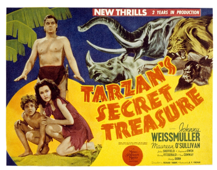 TarzanS Secret Treasure Johnny Sheffield Maureen OSullivan Johnny Weissmuller 1941 Movie Poster Masterprint Image 1