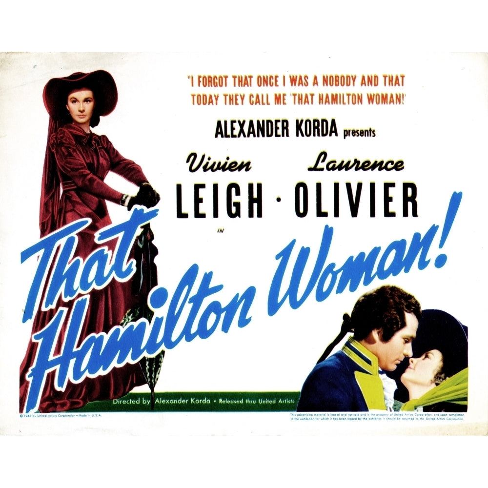 That Hamilton Woman Us Lobbycard Vivien Leigh Laurence Olivier 1941 Movie Poster Masterprint Image 1