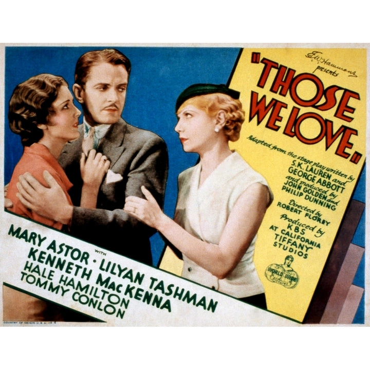 Those We Love Mary Astor Kenneth Mackenna Lilyan Tashman 1932 Movie Poster Masterprint Image 2