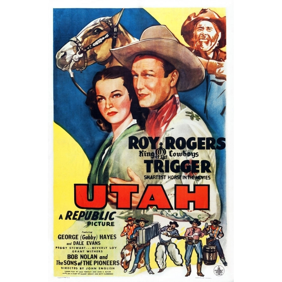 Utah Us Poster Art Dale Evans Trigger Roy Rogers Gabby Hayes 1945 Movie Poster Masterprint Image 1