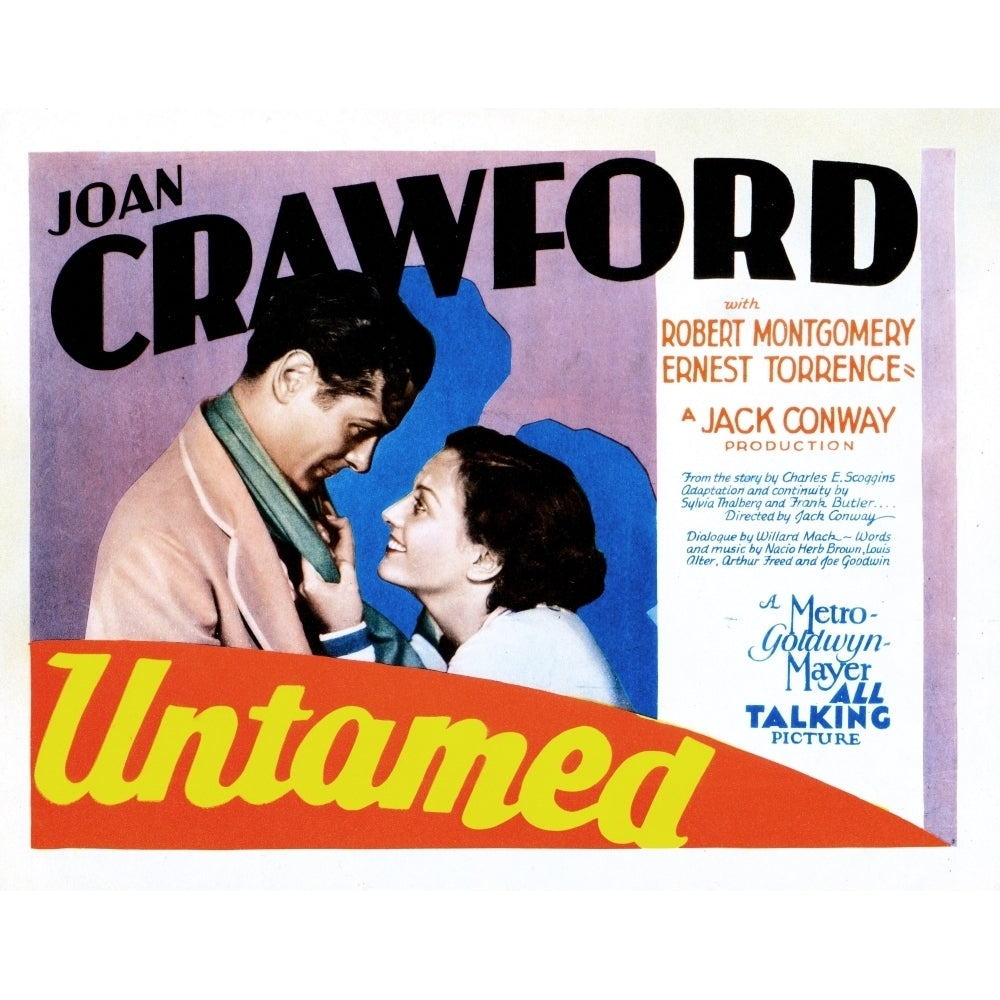 Untamed From Left Robert Montgomery Joan Crawford 1929 Movie Poster Masterprint Image 2