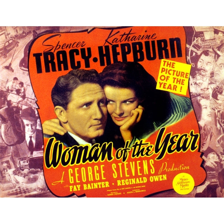 Woman Of The Year Spencer Tracy Katharine Hepburn 1942 Movie Poster Masterprint Image 2