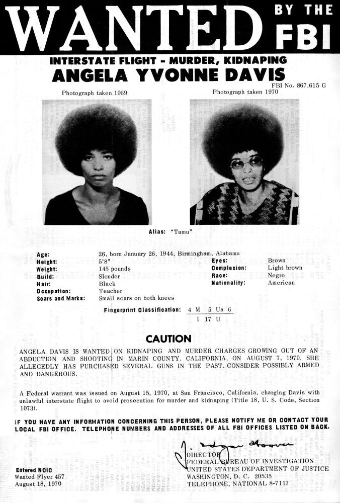 Angela Davis Fbi Wanted Poster History Image 1