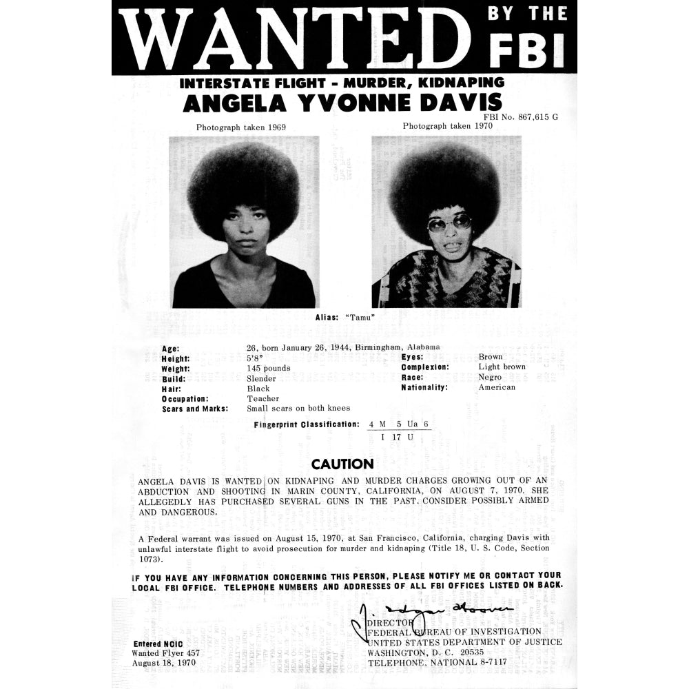 Angela Davis Fbi Wanted Poster History Image 2