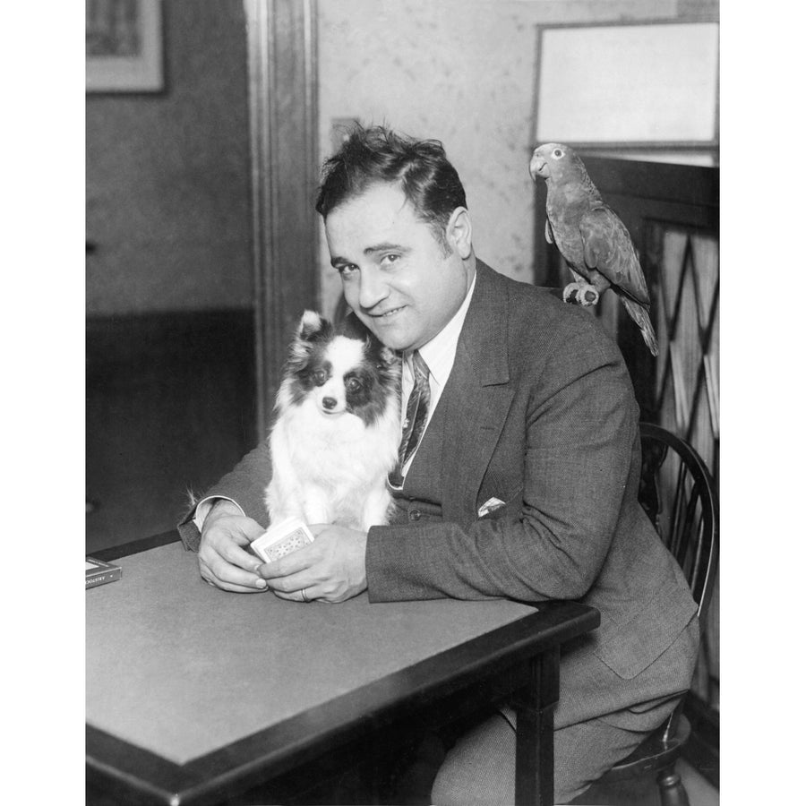 Beniamino Gigli With His Dog Aida And Parrot Around 1927. Photo Print Image 1