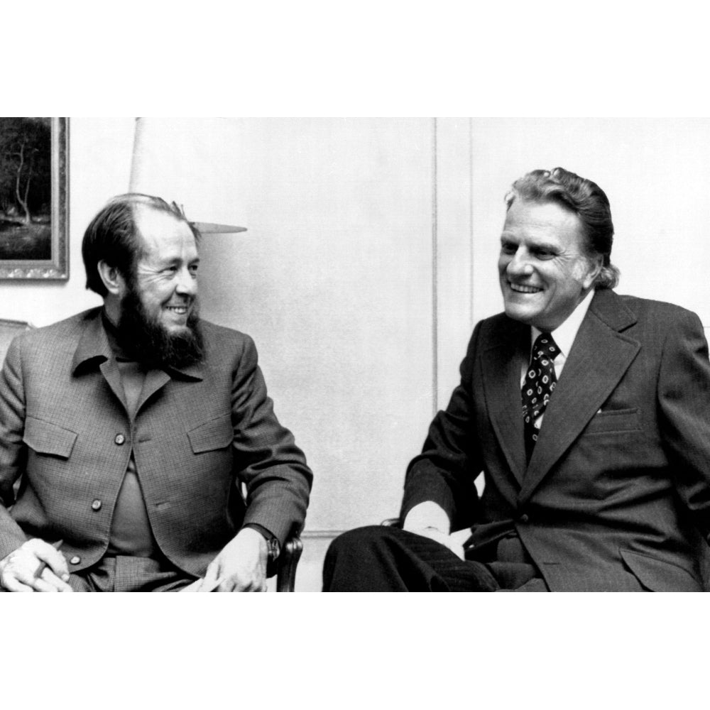 Soviet Author Alexander Solzhenitsyn And Evangelist Billy Graham Discuss World Religious Trends Suring A Metting In Image 2