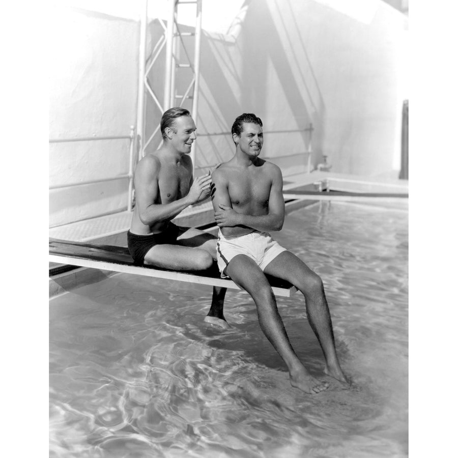 Randolph Scott And Cary Grant Poolside At Their Santa Monica Beach Front House 1935 Photo Print Image 1