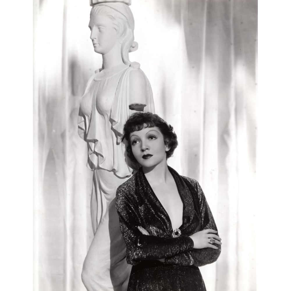 Claudette Colbert Portrait 1935 Leaning Against Greek Statue Photo Print Image 1