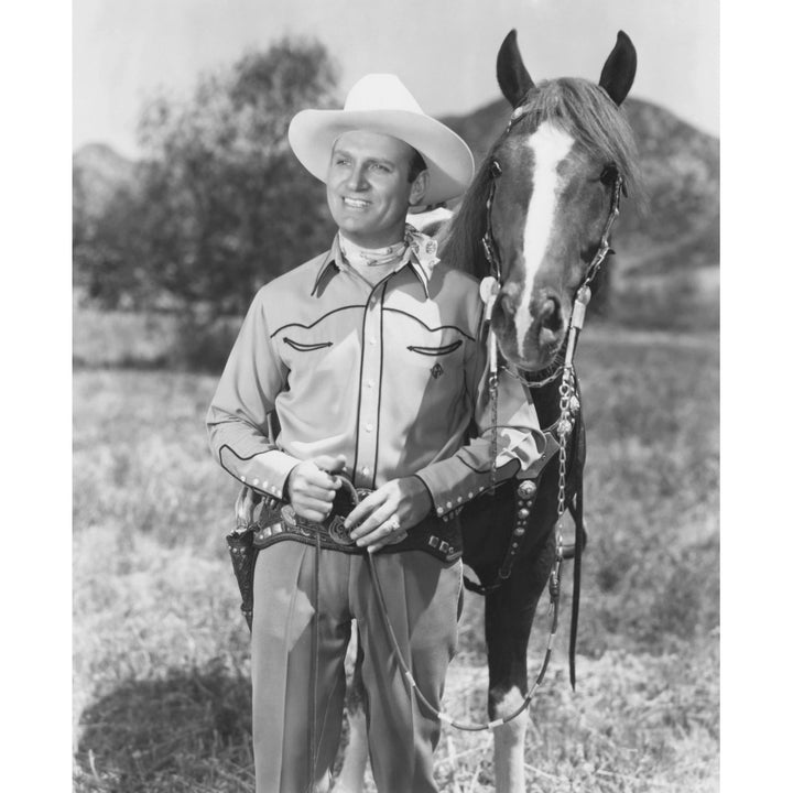 Gene Autry With His Horse Champion Portrait Image 1