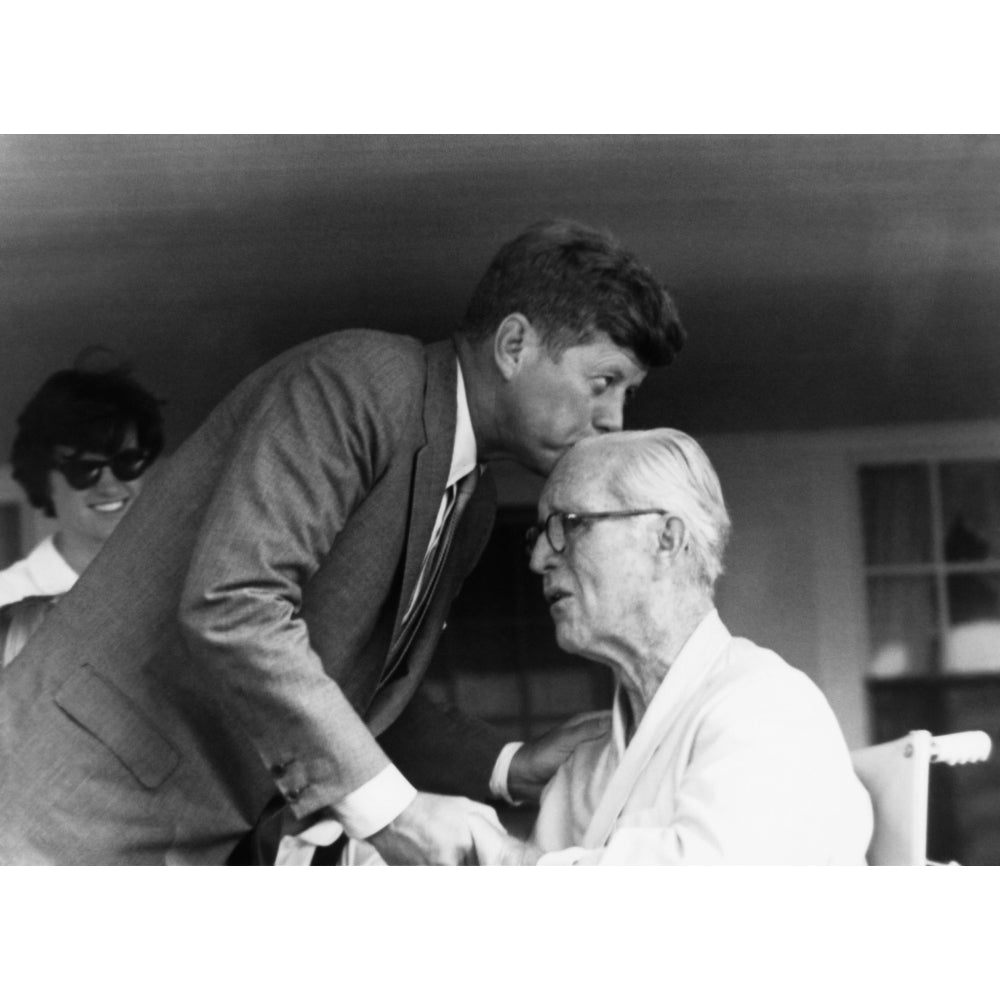 President John F. Kennedy Kissing His Father History Image 2