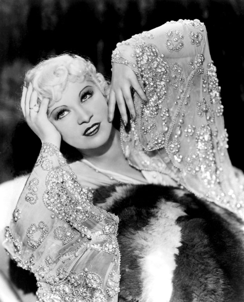 Mae West In Beaded Dress On faux Rug 1930S Photo Print Image 1