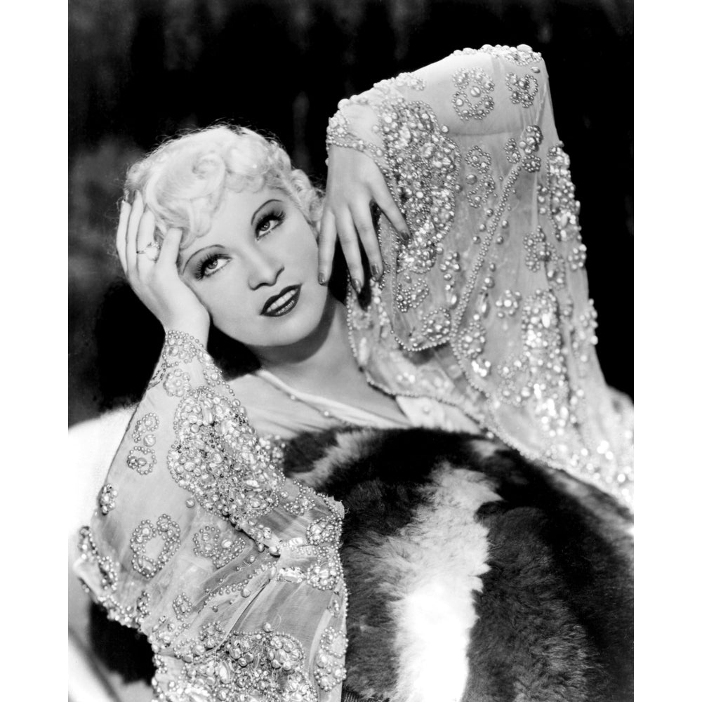 Mae West In Beaded Dress On faux Rug 1930S Photo Print Image 2