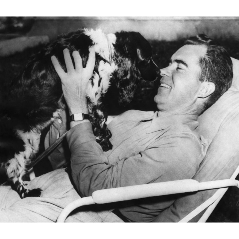 Richard Nixon. Senator And Vice Presidential Candidate Richard Nixon With His Dog History Image 2