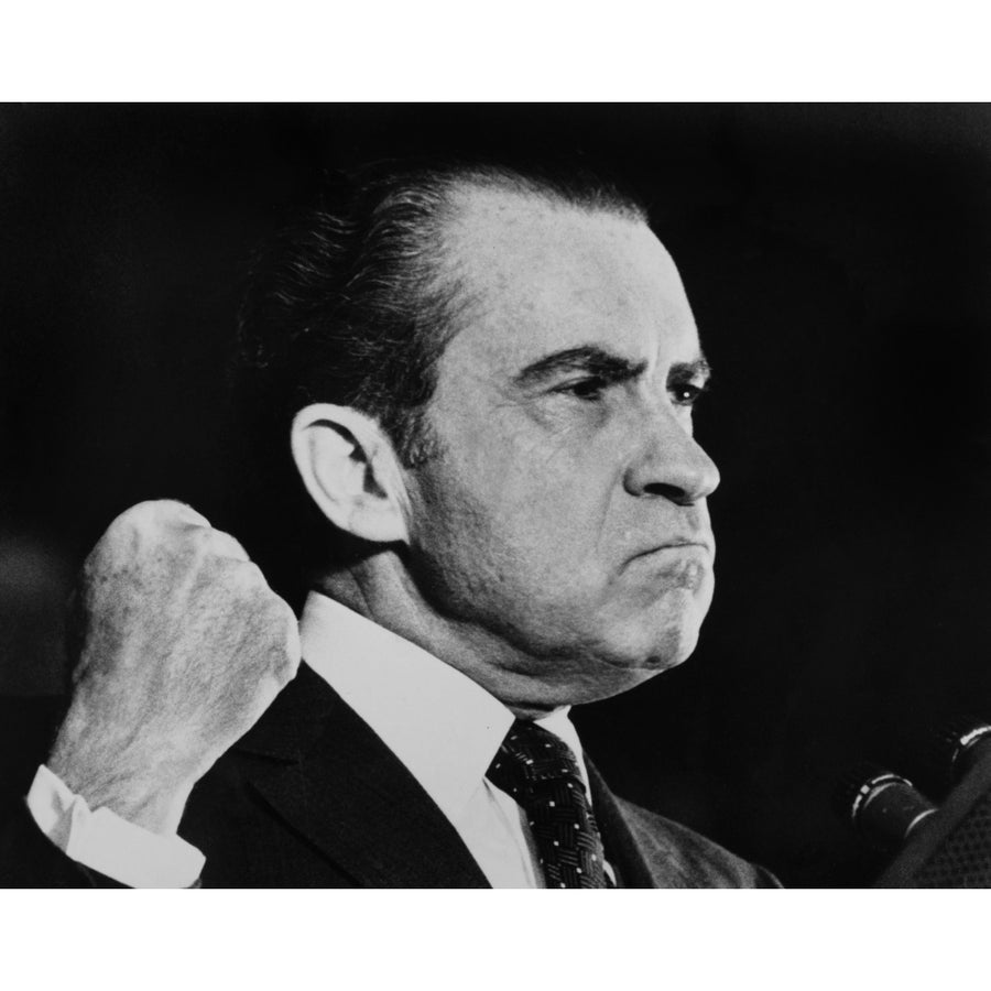 President Richard Nixon Making A Campaign Speech For The Re-Election Of Senator George Murphy In California Portrait Image 1