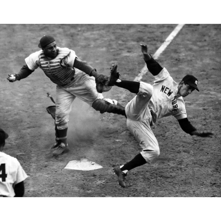 Yankee Billy Martin Runs Into DodgerS Catcher Roy Campanella For The Final Out Of The Fourth Game In The 1953 World Image 2