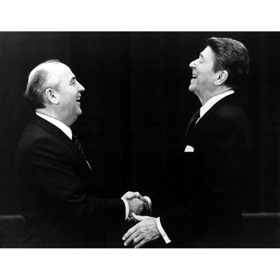 Soviet Premier Mikhail Gorbachev Shaking Hands With U.S. President Ronald Reagan In The 1980S History Image 1