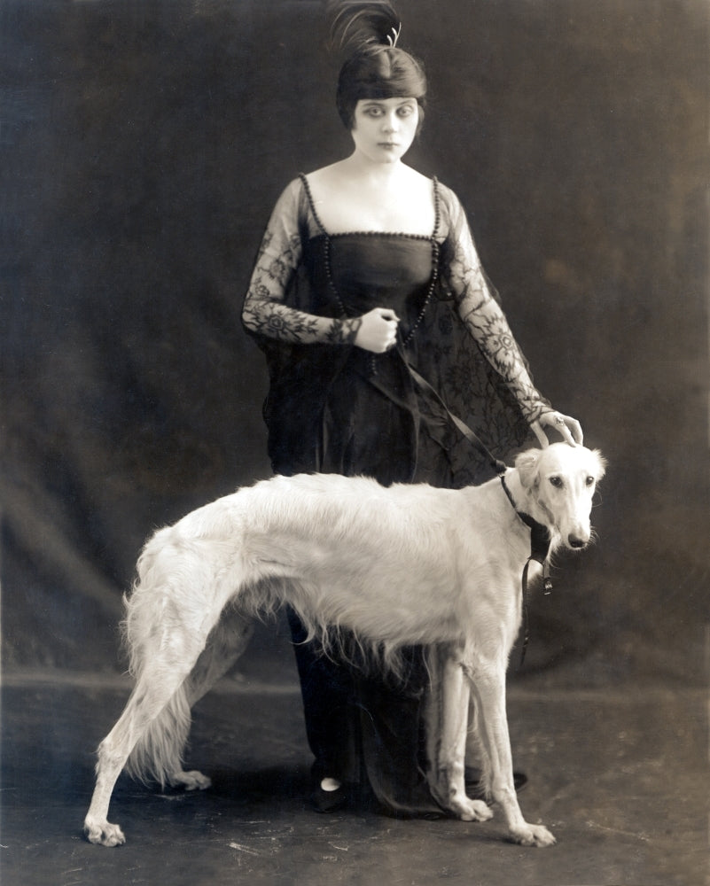 Theda Bara With Her Russian Wolfhound Belva 1916 Photo Print Image 1