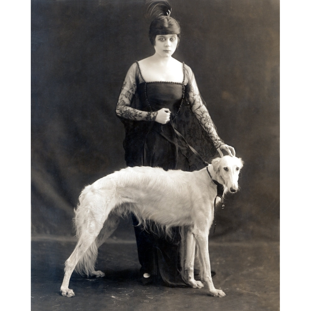 Theda Bara With Her Russian Wolfhound Belva 1916 Photo Print Image 2