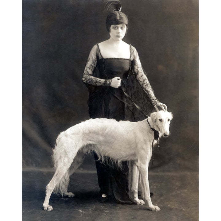 Theda Bara With Her Russian Wolfhound Belva 1916 Photo Print Image 1