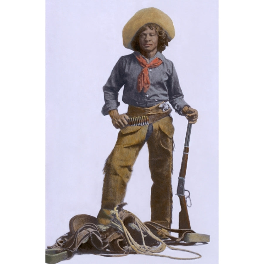 Nat Love In Cowboy Attire Holding A Holding Carbine Rifle History Image 1