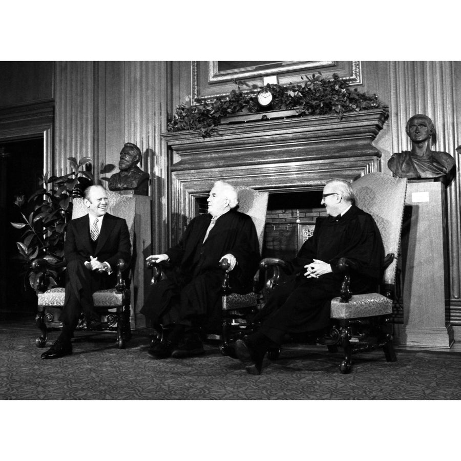 President Gerald Ford With Supreme Court Chief Justice Warren Burger And Associate Supreme Court Justice John Paul Image 1