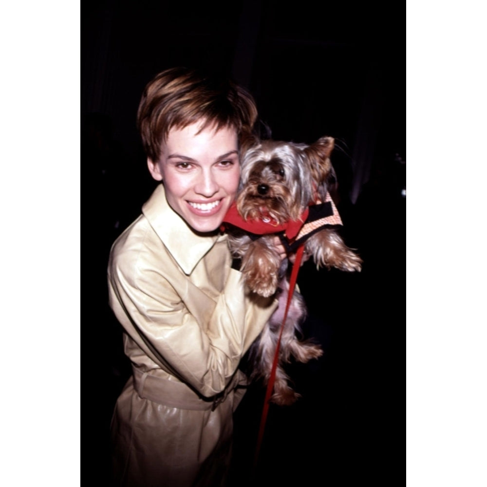 Hilary Swank In Calvin Klein Coat With Friend At The Paws For Style Pet Fashion Show To Launch Animal Fair Magazine Image 2