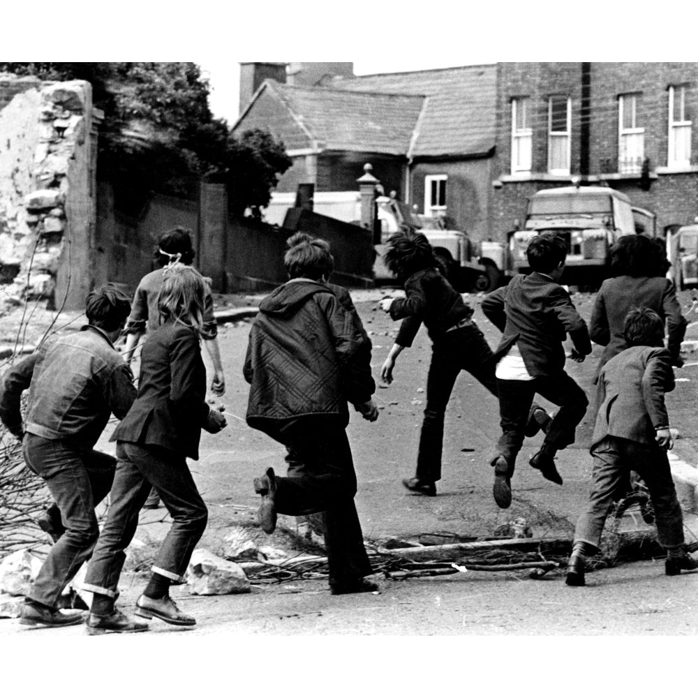 Irish Children Throwing Rocks At A British Armored Car In Armagh History Image 2