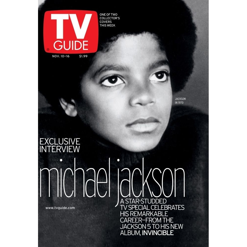 Michael Jackson Tv Guide Cover November 10-16 2001. Tv Guide/Courtesy Everett Collection Poster Print Image 1