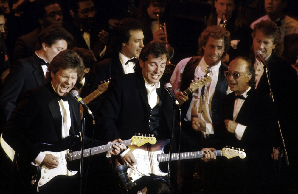 Bruce Springsteen Roger Daltry Paul Schaffer and John Foggerty at the Rock and Roll Hall of Fame Photo Print Image 1