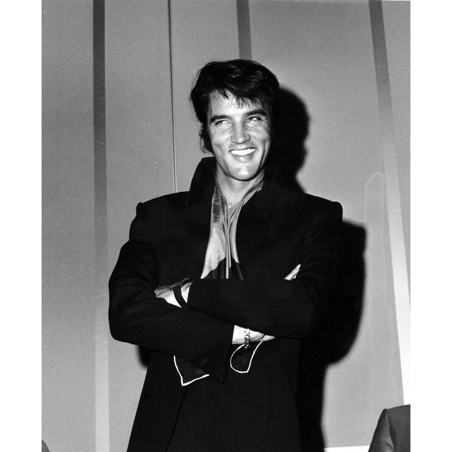 Elvis Presley smiling at a press conference Photo Print Image 1